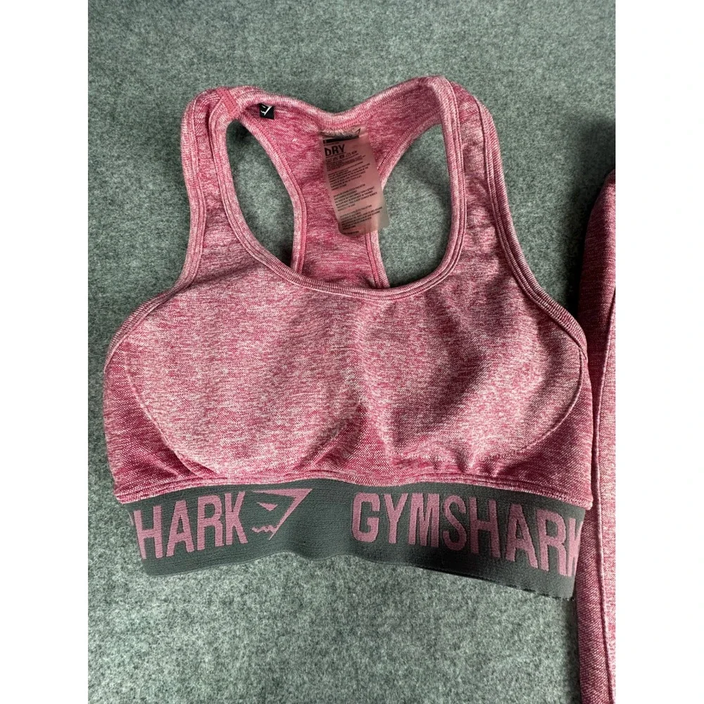 Gymshark Pink Marl Seamless Sports Bra Leggings Set‎ Moisture Wicking Size Small